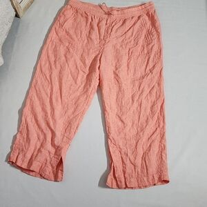 Coral Linen Capri Pants